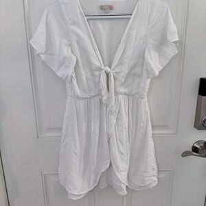 Gianni Bini Tie Front Dress S | Lightweight V-Neck Elastic Waist